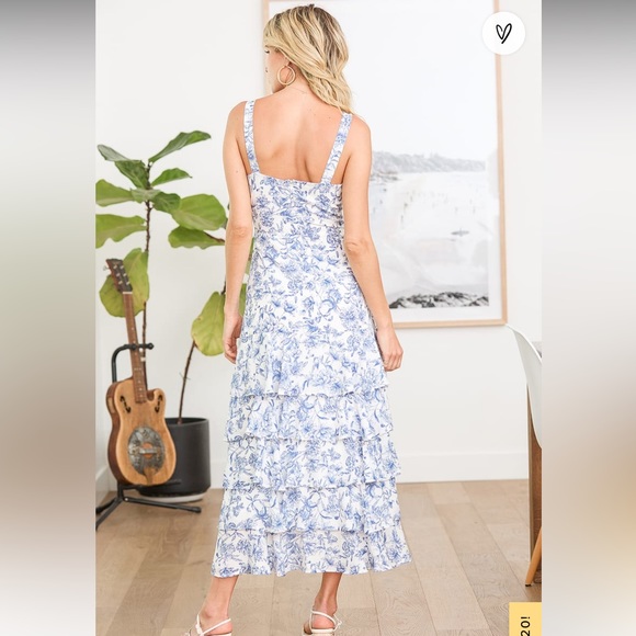 Lulu's For the Frill of It White Floral Print Ruffled Maxi Dress / Size Small - Picture 3 of 8